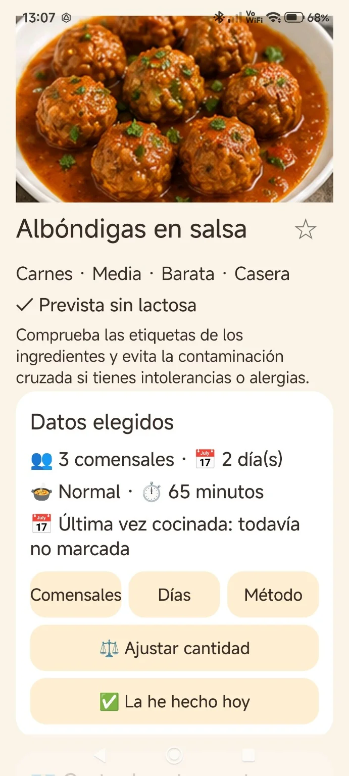 Receta de albóndigas en salsa en Recetario Fácil